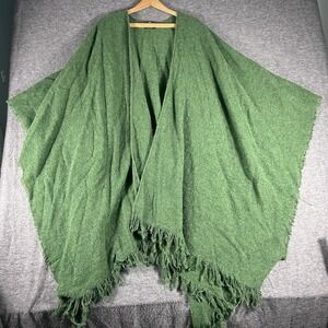 Celtic Kerry Woolen Mills Irish Sweater Wrap Shawl Lambswool Green Cozy OS